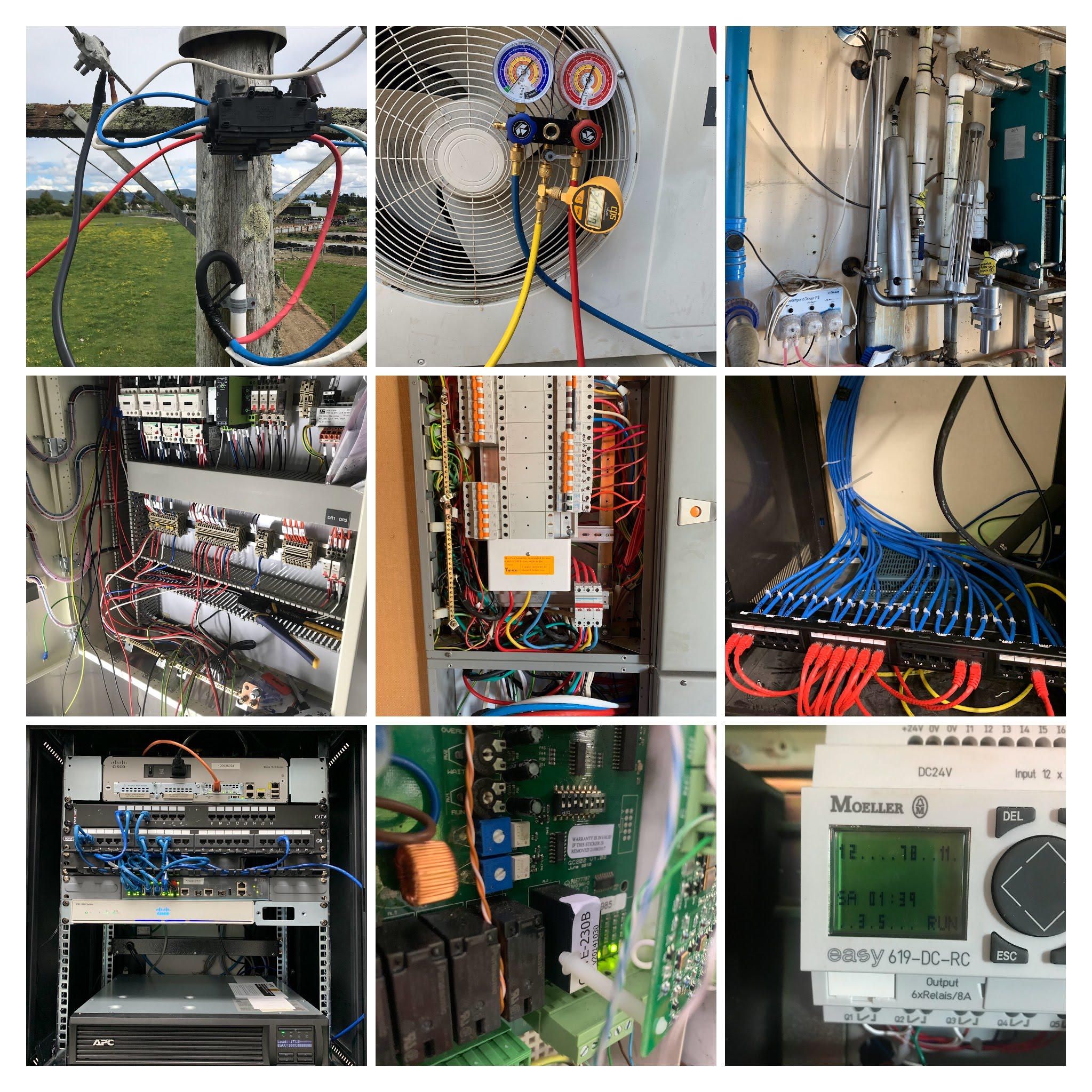 Mixed electrical & controls work (collage)